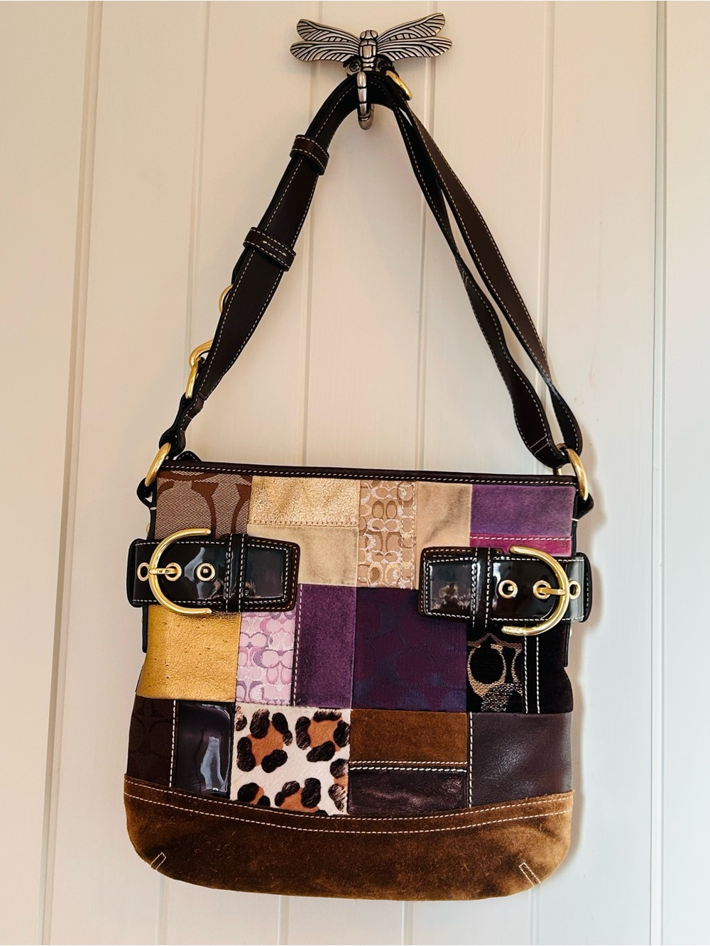 VTG Coach Eva Patchwork Multicolor Shoulder Bag Limited Holiday 2005